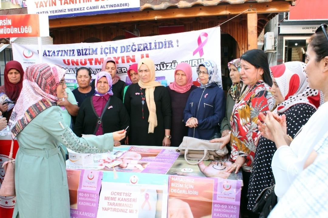 Erdemli&rsquo;de meme kanseri farkındalık etkinlikleri