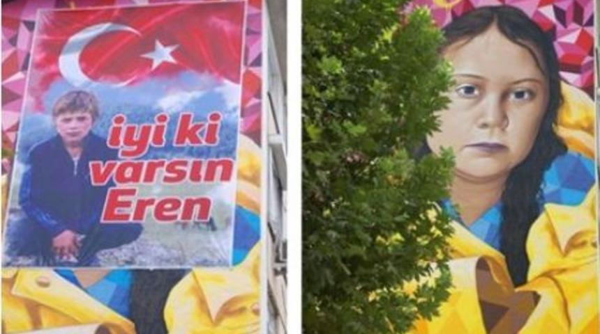 Kadıköy'deki Greta Thunberg grafitisi Eren Bülbül'ün resmiyle kapatıldı