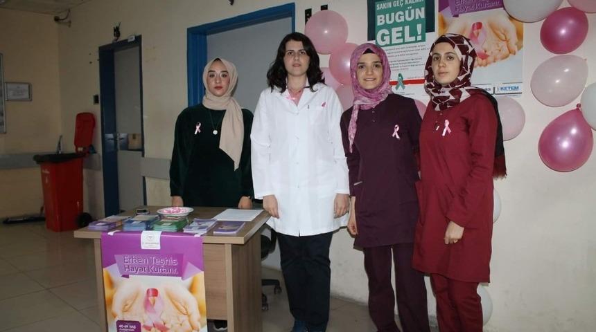 Midyat KETEM biriminden meme kanseri bilin&ccedil;lendirme standı a&ccedil;ıldı