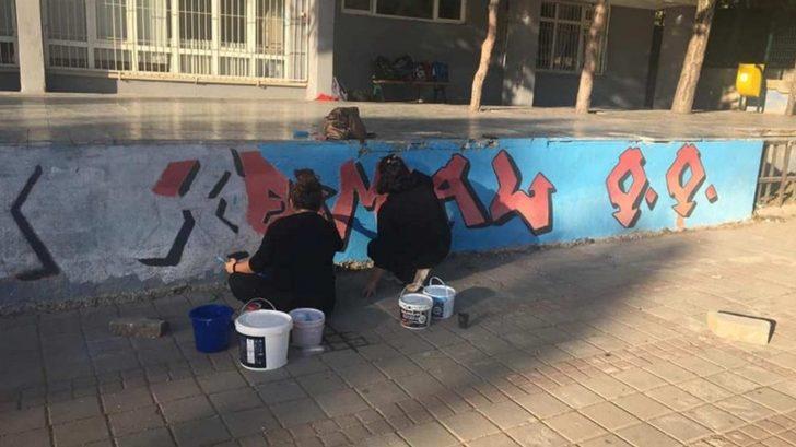 Altıntaş’ta okul duvarlarına grafiti dokunuşu G3
