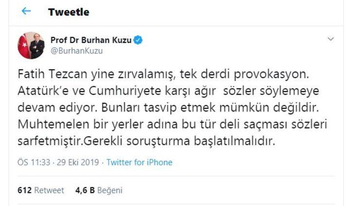 Fatih Tezcan'dan infial yaratan Atatürk mesajı! Twitter'da tepkiler çığ gibi G3