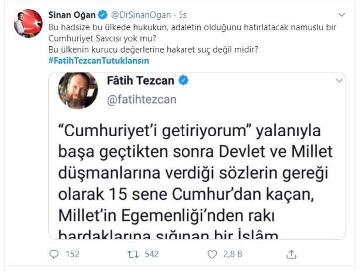 Fatih Tezcan'dan infial yaratan Atatürk mesajı! Twitter'da tepkiler çığ gibi G5