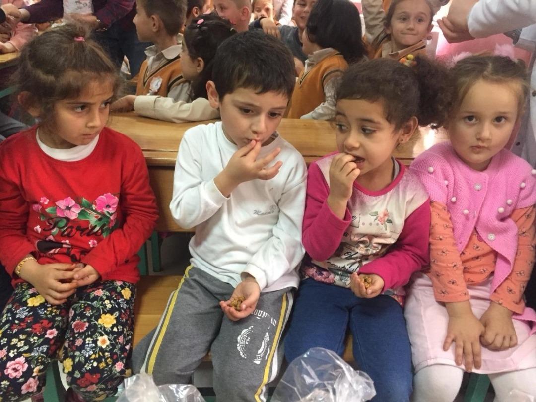 Aşıklılı &ccedil;ocuklar leblebi ile tanıştı