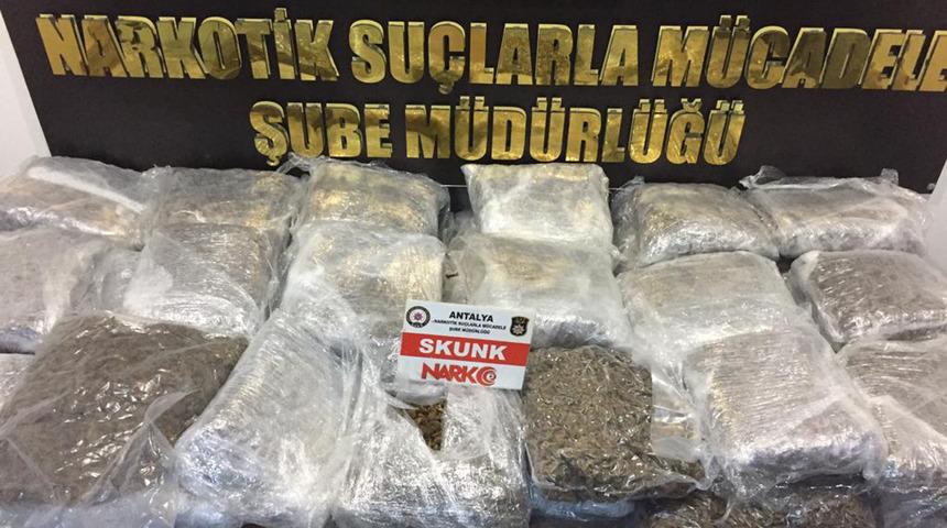 50 kilo skunk ile birlikte 30 bin lira ele ge&ccedil;irildi