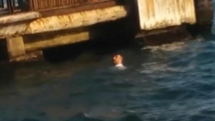 Beşiktaş'ta durağa dalan otobüsün şoförü denizden böyle çıkarıldı G2