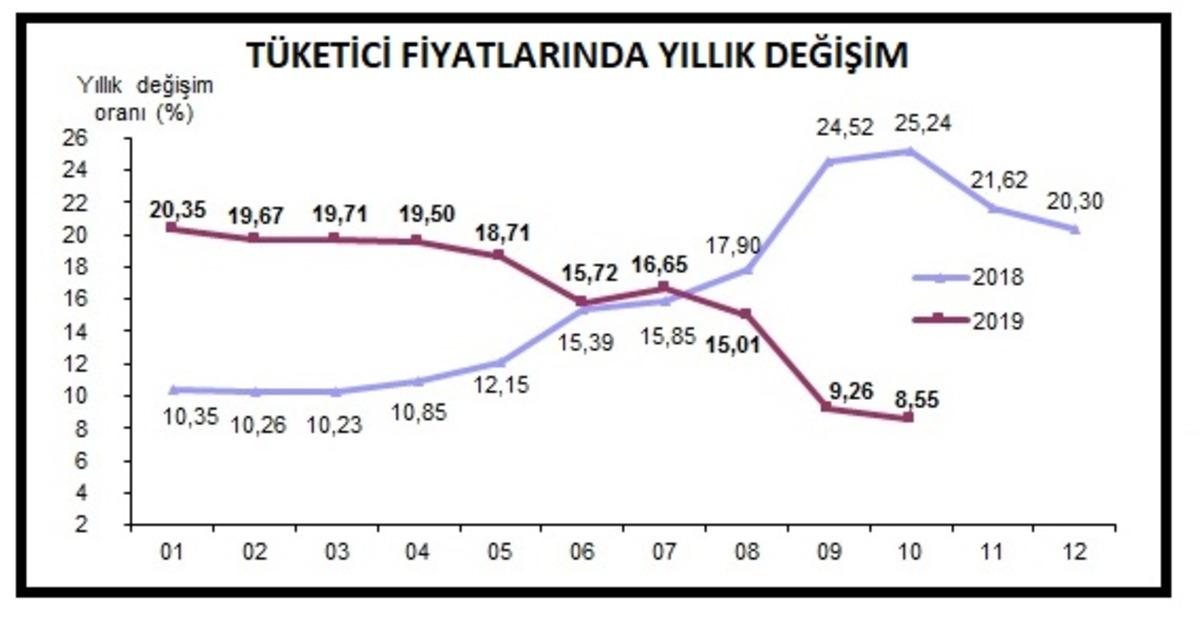 T&uuml;ketici fiyatları Ekim'de y&uuml;zde 2.0 arttı, yıllık enflasyon y&uuml;zde 8.55 (3)