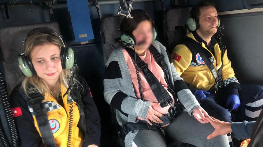 Hamile kadına askeri helikopterle sevk