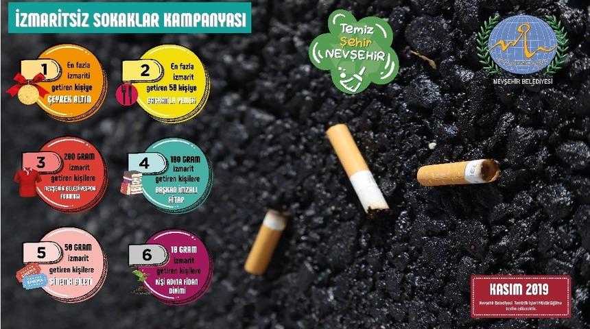 Nevşehir Belediyesinden &ouml;d&uuml;ll&uuml; sigara izmariti toplama kampanyası