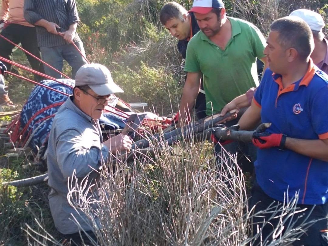 U&ccedil;urumda mahsur kalan inek i&ccedil;in AFAD seferber oldu