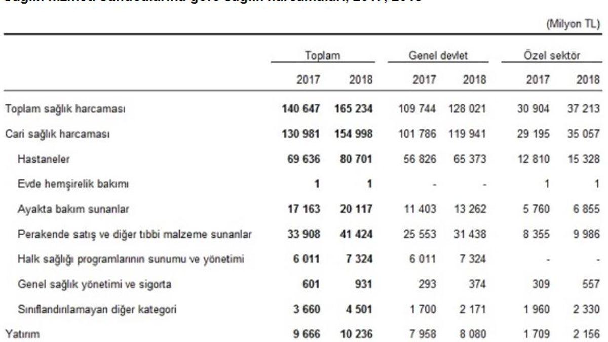 Sağlık harcaması 2018'de yüzde 17.5 artışla 165 milyar lira