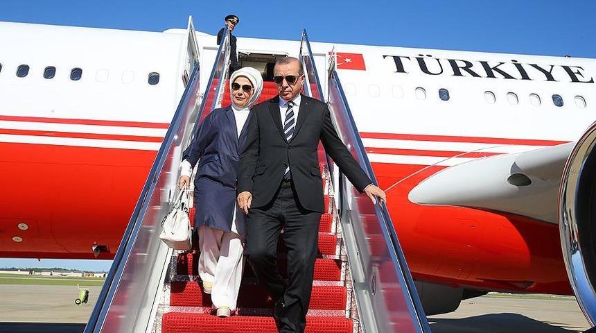 Cumhurbaşkanı Erdoğan'ın uçağı ABD'nin başkenti Washington'a indi