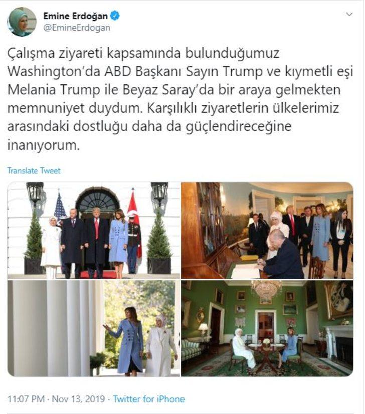 Emine Erdoğan'dan ABD ziyaretine ilişkin paylaşım G5