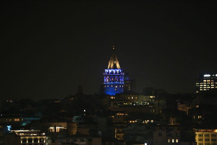 Galata Kulesi, Dünya Diyabet Günü'nde maviye büründü( Galata Kulesi neden mavi?) G2