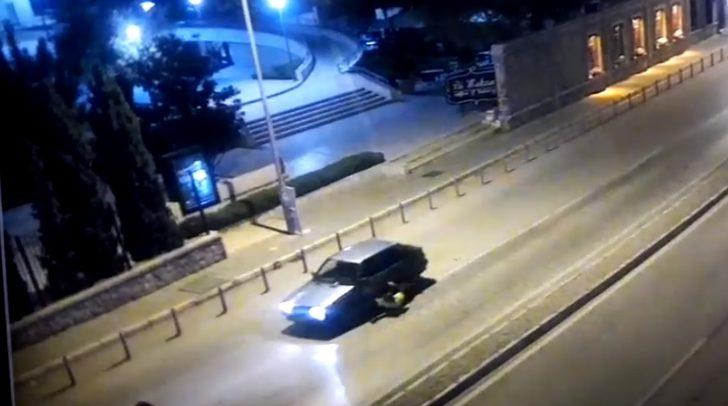 İzmir'de şoke eden anlar! Polisi aracın kaputunda sürükledi G3