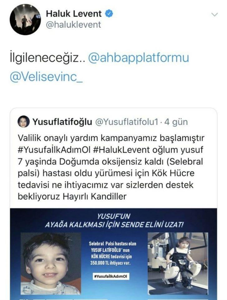 Bursalı Yusuf’a Haluk Levent’ten destek G1
