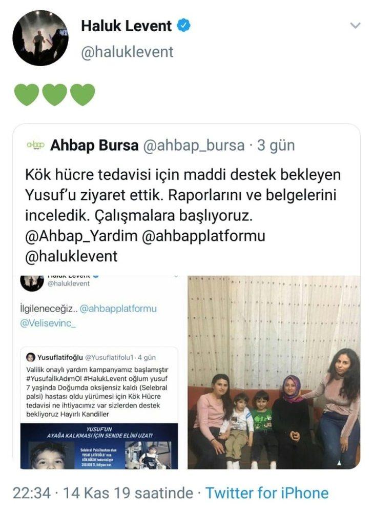 Bursalı Yusuf’a Haluk Levent’ten destek G2