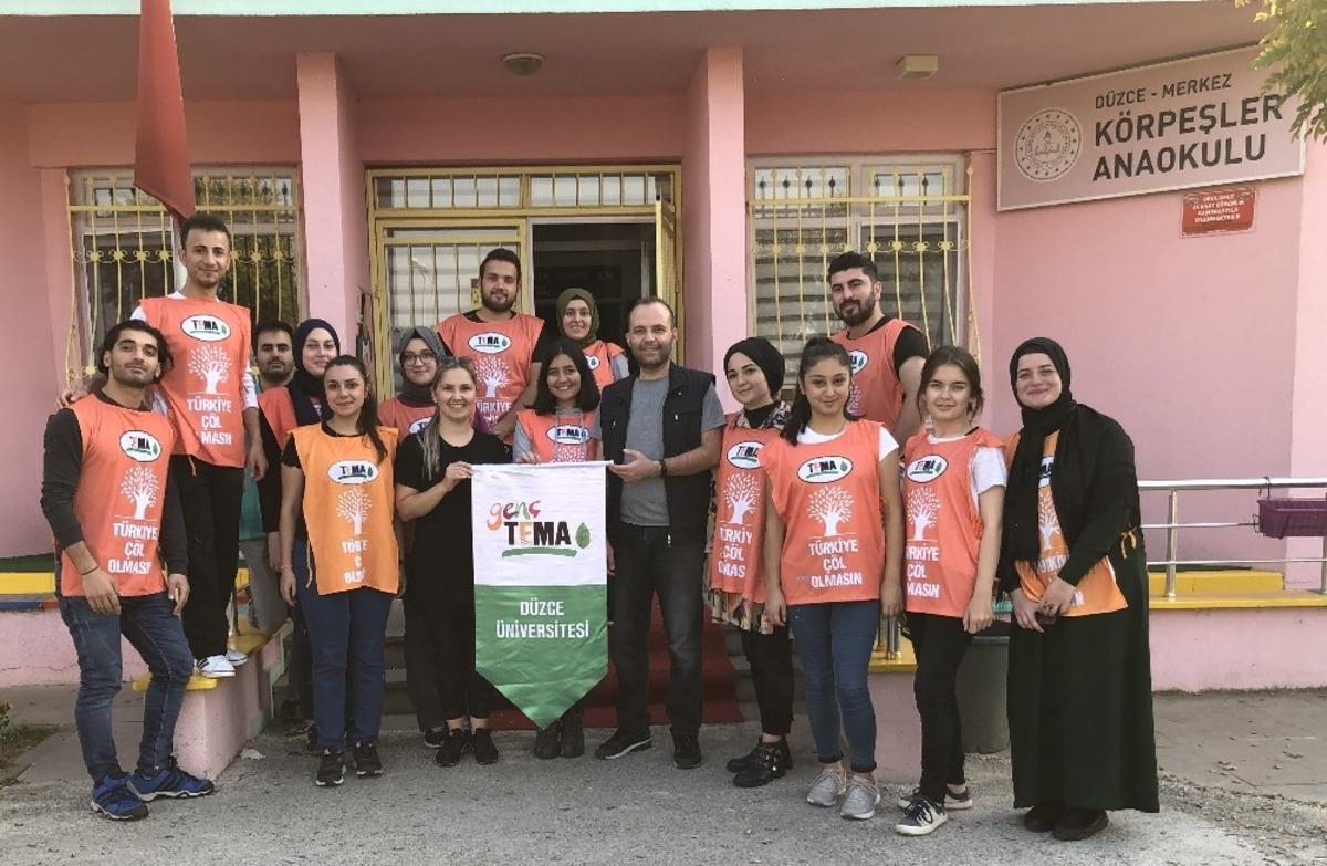 Gen&ccedil; TEMA&rsquo;cılar okul bah&ccedil;esine el attılar