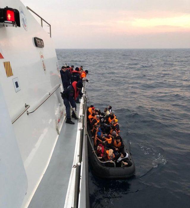 Enez açıklarında 65 kaçak göçmen yakalandı