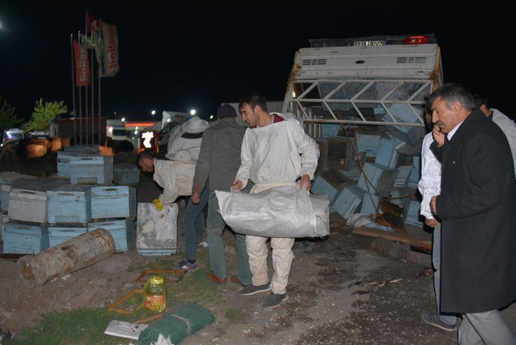 Arı kovanı yüklü kamyonet kaza yaptı! Herkes seferber oldu G1