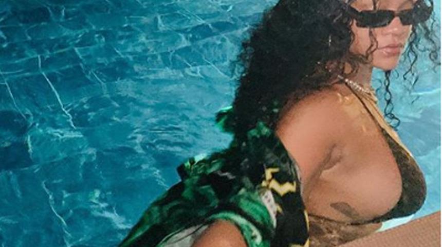Rihanna moda işini sevdi! Gece yarısı havuza inip gözlük tanıttı