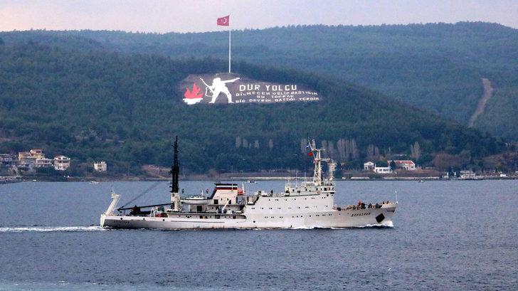 Rus araştırma ve istihbarat gemisi, Çanakkale Boğazı'ndan geçti G1