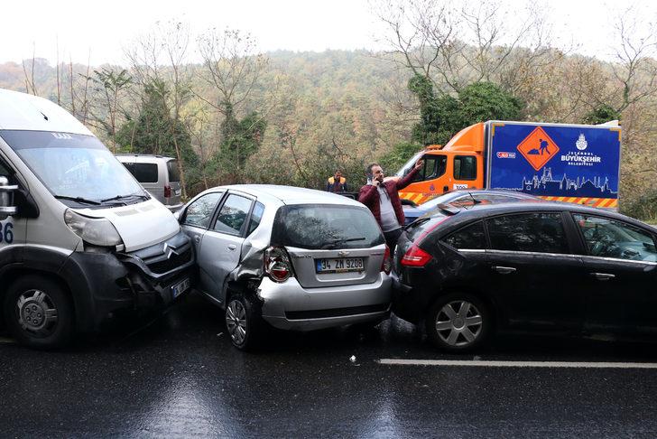 Sarıyer'de zincirleme kaza! 8 araç birbirine girdi G1