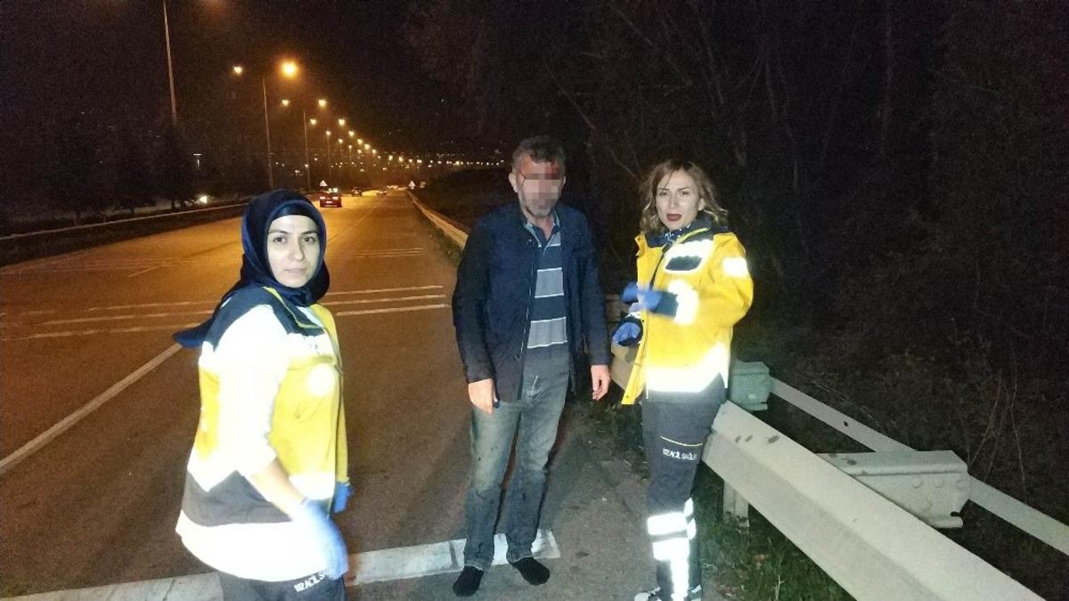 Samsun'da yaralı şahıs kaza yerinden ka&ccedil;arken yakalanıp hastaneye kaldırıldı