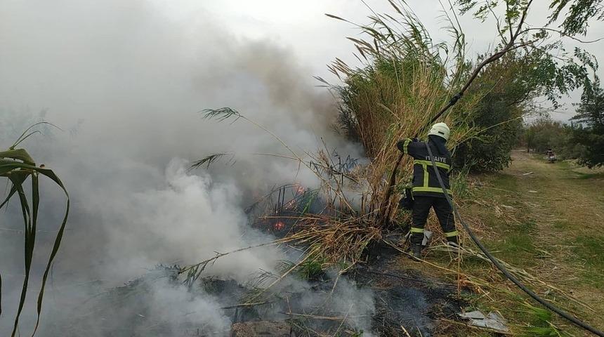 Samandağ&rsquo;da sazlık yangını