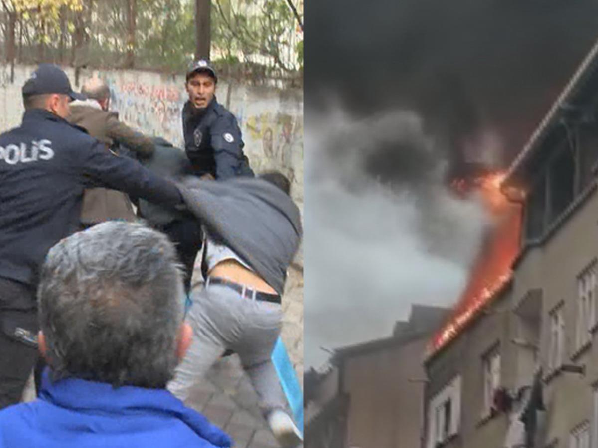 Sultangazi'de ortalık karıştı! Yangın sırasında hırsızlık iddiasına lin&ccedil; girişimi