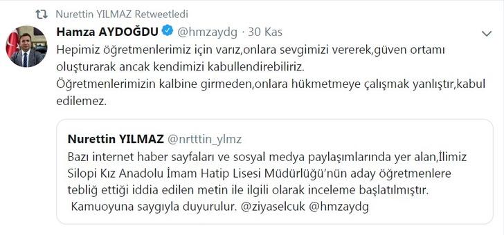 'Okul müdüründen aday öğretmenlere talimat' iddiasına inceleme G5