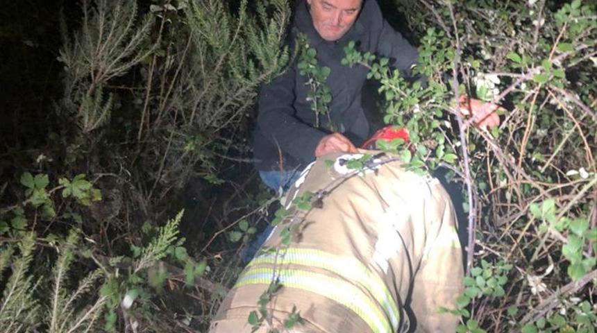 Sarıyer'de &ccedil;alıların arasında mahsur kalan kişi kurtarıldı