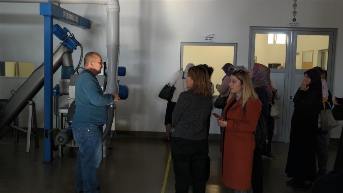 Sultanhisar&rsquo;da kadın &ccedil;ift&ccedil;iler zeytinyağı işletmesini gezdi
