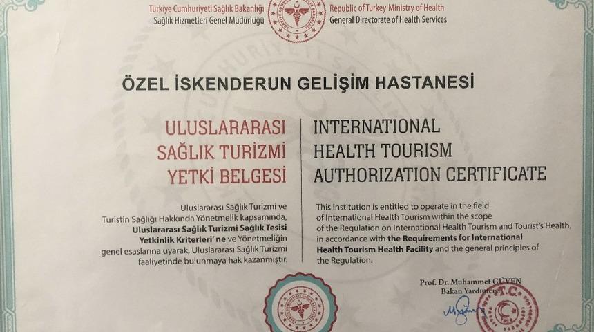 İskenderun &Ouml;zel Gelişim Hastanesi "Sağlık Turizmi Yetki Belgesi" aldı