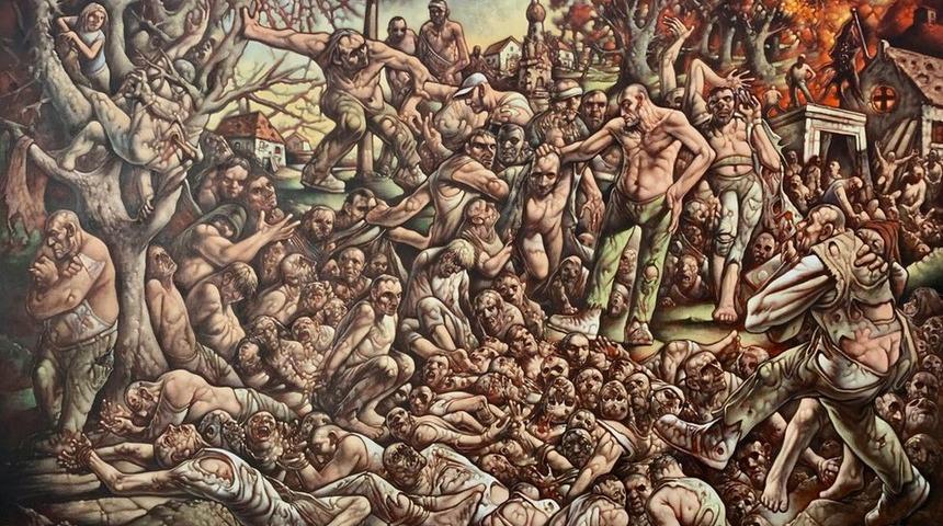 Srebrenitsa Katliamı: 'Bosna'da kendi cehennemimden ge&ccedil;tim' diyen İsko&ccedil; ressam Peter Howson'ın son tablosu