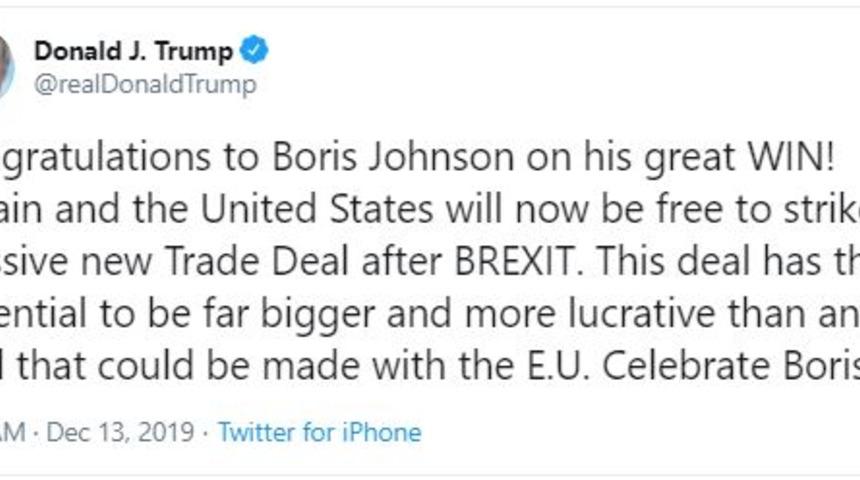 Trump’tan Boris Johnson’a tebrik