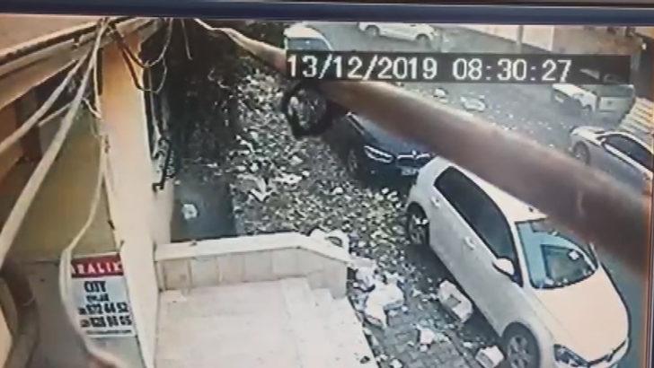 Şişli'de 6 katlı binanın çatısındaki çökme anı kamerada G3