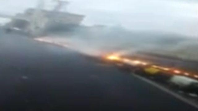 Aşırı yükü taşıyamayan elektrik iletim kablosu yandı