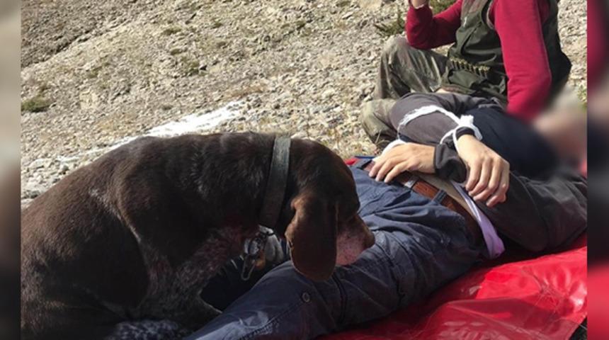 Avcı dağda hayatını kaybetti, k&ouml;peği başından ayrılmadı