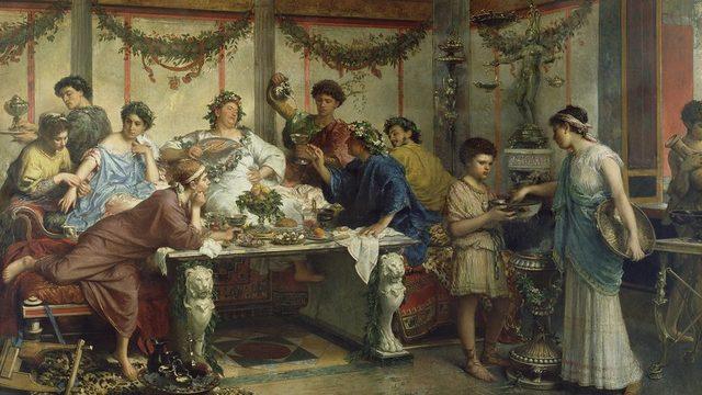 Romalıların Saturnalya kutlamasını betimleyen bir resim