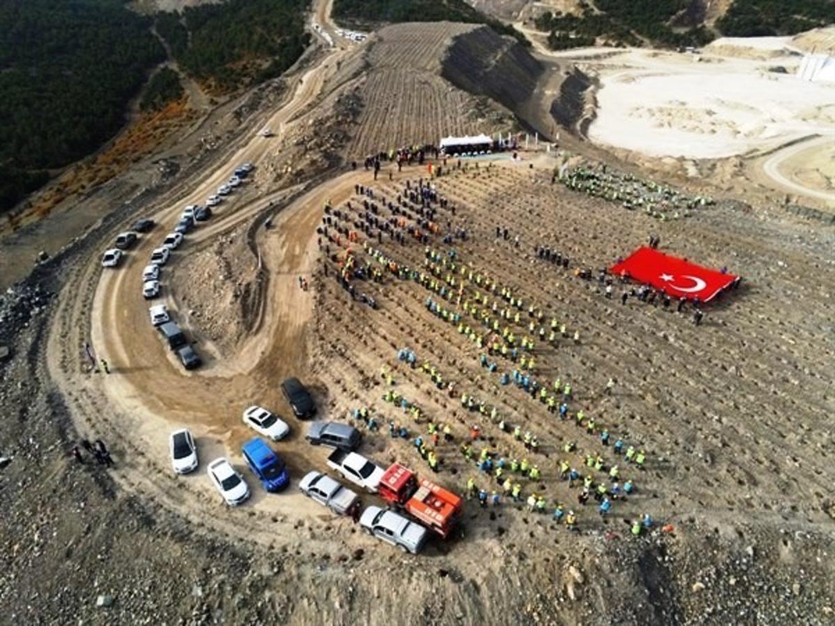 K&uuml;tahya&rsquo;da maden sahası rehabilitasyon &ccedil;alışmalarıyla fidanlar toprakla buluşuyor