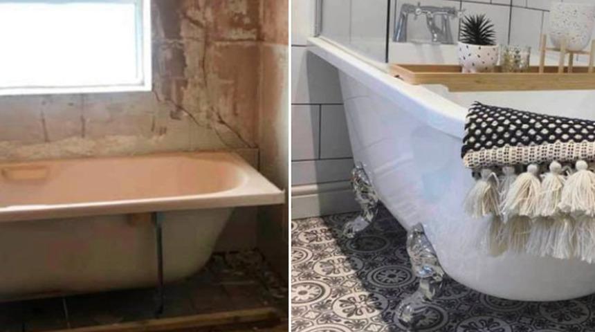 Banyo d&ouml;n&uuml;ş&uuml;m&uuml;ne &ccedil;ok şaşıracaksınız! Aylarca uğraştı beğeni yağmuruna tutuldu