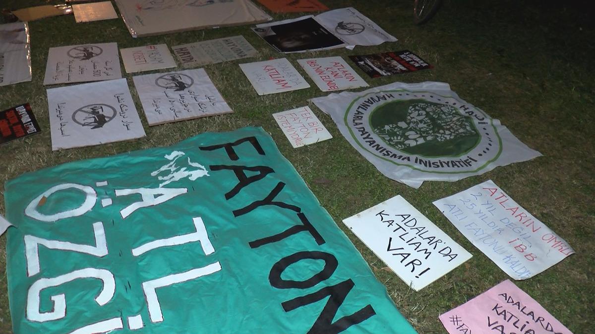 İBB &ouml;n&uuml;ndeki fayton protestosunda 2. g&uuml;n... Bu gece de &ccedil;adırlarda sabahladılar