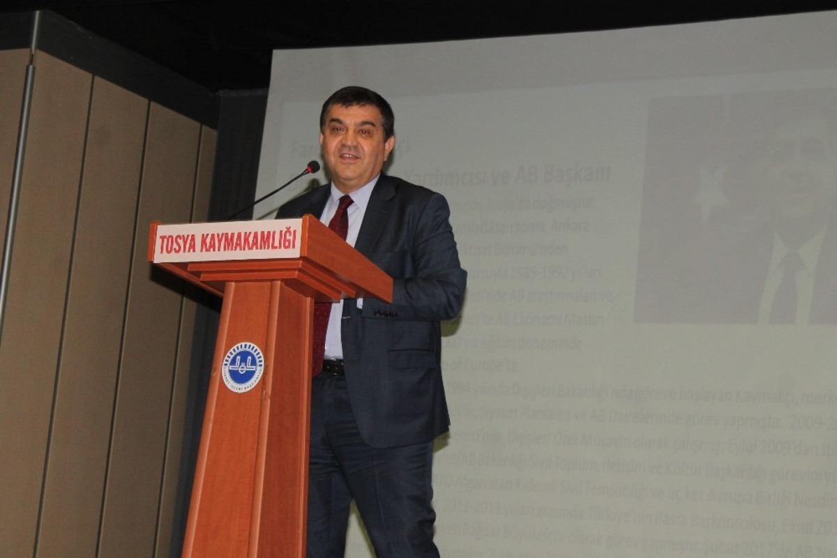 Dışişleri Bakan Yardımcısı Faruk Kaymak&ccedil;ı Tosya&rsquo;da konferans verdi