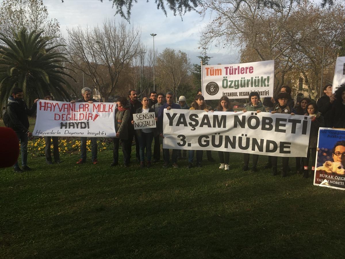 Hayvanseverlerin fayton protestosu İBB karşısındaki parkta s&uuml;r&uuml;yor