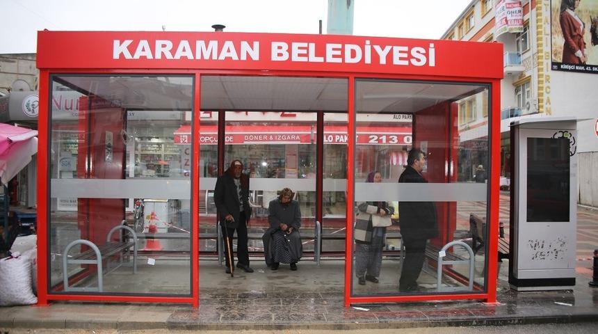 Karaman Belediyesinden kapalı otob&uuml;s durağı