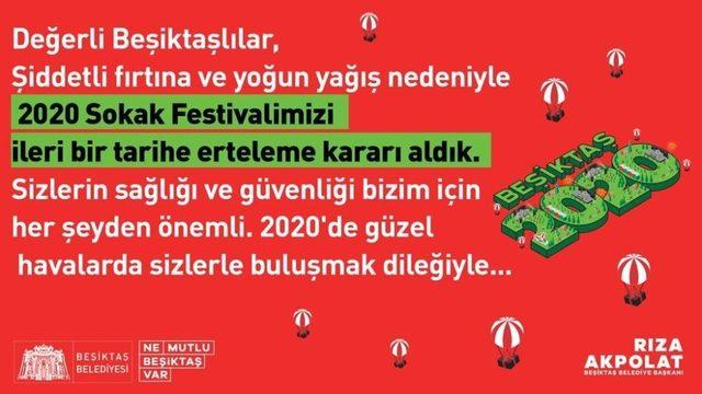 Beşiktaş Sokak Festivali şiddetli fırtına ve yoğun yağış nedeniyle ertelendi