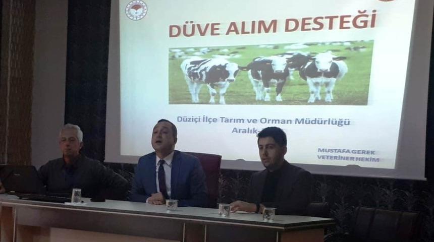 D&uuml;zi&ccedil;i&rsquo;nde yetiştiricilere d&uuml;ve alım desteği bilgilendirmesi