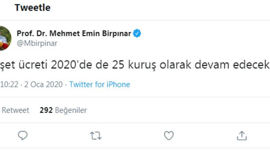 Poşete 2020'de zam yok