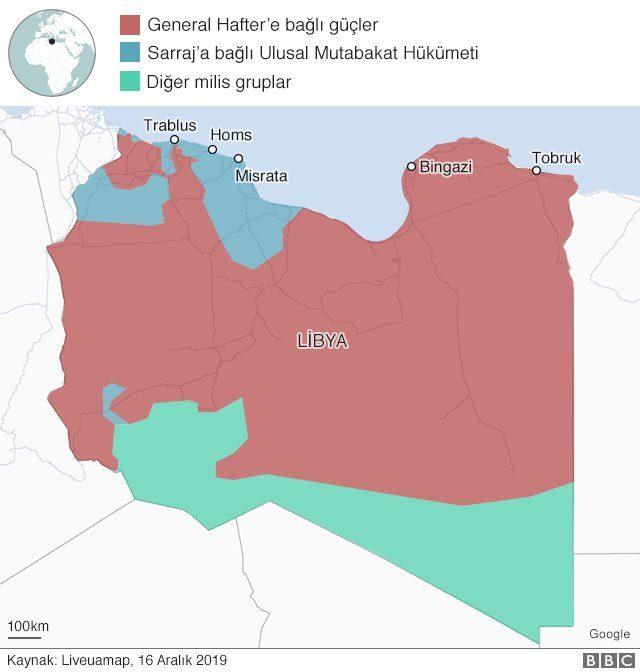 Libya topraklarının çoğu Halife Hafter'in, nüfusunun çoğu ise Ulusal Mutabakat Hükümeti'nin kontrolünde