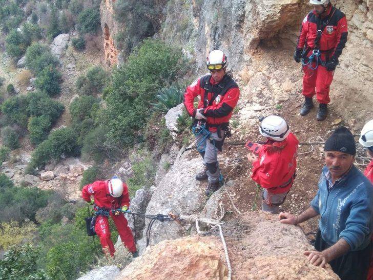 Kayalıklarda mahsur kalan keçi AKUT ekiplerince kurtarıldı G2